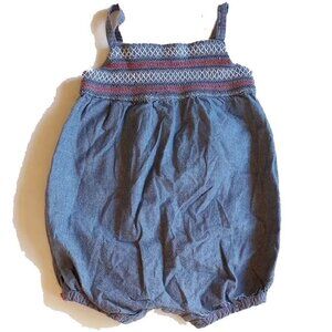 Old Navy 100% Cotton Chambray Embroidered One Piece Romper 12-18M - 50off3